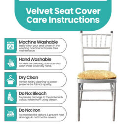 Neel Blue Gold Velvet Chair Seat Pad Covers - Pack Of 10 - thumbnail 3
