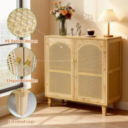 Bamboo Kitchen Pantry Cabinet Accent Sideboard Buffet With 4 Solid Feet For Home - thumbnail 6