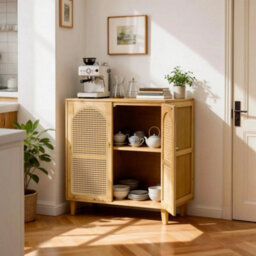 Bamboo Kitchen Pantry Cabinet Accent Sideboard Buffet With 4 Solid Feet For Home - thumbnail 5