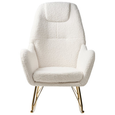 Wyld And Coco Luxe Living Rocking Armchair Off-White Boucle With Gold-Coloured Metal Legs - image 1