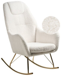 Wyld And Coco Luxe Living Rocking Armchair Off-White Boucle With Gold-Coloured Metal Legs - thumbnail 3