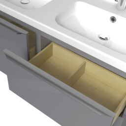 GoodHome Imandra Gloss Grey Wall-Mounted Bathroom Vanity Unit (H) 600mm (W) 1200mm - thumbnail 2