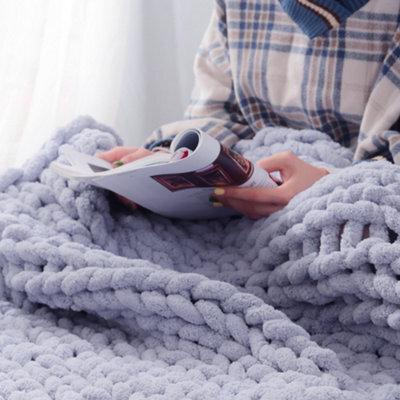 Darphe Gray Stretchable Hand-Woven Knitted Hand-Knitted Wool Blanket 60 Cm W X 60 Cm D - image 1