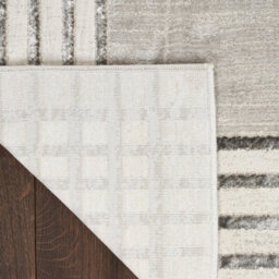 Grey Silver Bordered Chequered Modern Easy To Clean Rug For Bedroom & Living Room-119Cm X 180Cm - thumbnail 9