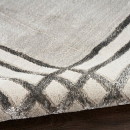Grey Silver Bordered Chequered Modern Easy To Clean Rug For Bedroom & Living Room-119Cm X 180Cm - thumbnail 8
