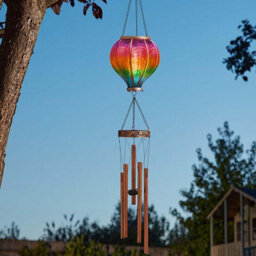 Storm Trading Group Solar Powered 104Cm Rainbow Flame Hot Air Balloon Wind Chime Garden Light - thumbnail 4
