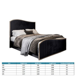 Brixton Upholstered Soft Velvet Metal Bed Frame - Black - thumbnail 4