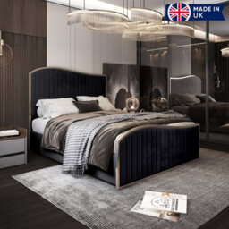 Brixton Upholstered Soft Velvet Metal Bed Frame - Black - thumbnail 5