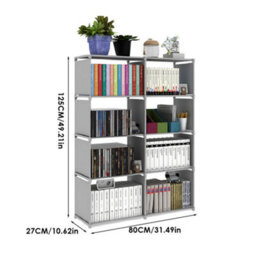 Thehotsale Open-Style Storage Shelf Freestanding 125Cm H Bookcase In Silver Grey Assembly Required - thumbnail 4