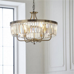 Loops Multi Arm Hanging Ceiling Pendant Light - Antique Brass Plate & Clear Cut Glass Shade - 6 X 6W Led E14 - thumbnail 3