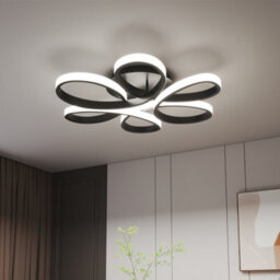 Darphe 74Cm Black Modern Led Ceiling Light, Curved Acrylic Design, Cool White Glow - thumbnail 2