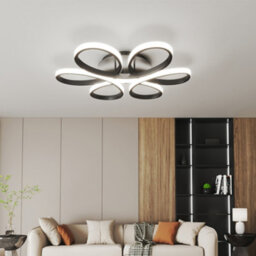 Darphe 74Cm Black Modern Led Ceiling Light, Curved Acrylic Design, Cool White Glow