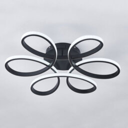 Darphe 74Cm Black Modern Led Ceiling Light, Curved Acrylic Design, Cool White Glow - thumbnail 5
