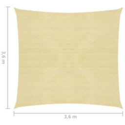 Berkfield Sunshade Sail Hdpe Square 3.6X3.6 M Beige - thumbnail 6