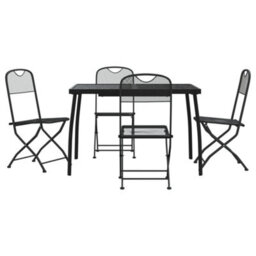 Berkfield 5 Piece Garden Dining Set Anthracite Metal Mesh - thumbnail 2