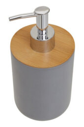 Orsina Grey Soap Dispenser With Silver Pump, 500Ml Bamboo Fibre Hand Soap Dispenser, Sturdy Bathroom Accessory - thumbnail 2