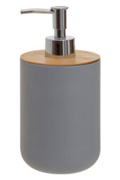 Orsina Grey Soap Dispenser With Silver Pump, 500Ml Bamboo Fibre Hand Soap Dispenser, Sturdy Bathroom Accessory