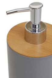 Orsina Grey Soap Dispenser With Silver Pump, 500Ml Bamboo Fibre Hand Soap Dispenser, Sturdy Bathroom Accessory - thumbnail 5