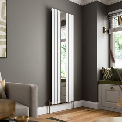Radilux 1800 X 600mm Single Flat Panel Vertical Mirror Radiator Rad Modern White - image 1