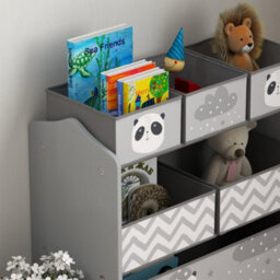 Zonekiz Kids Storage Unit With 6 Boxes, Toy Storage Organiser, Grey - thumbnail 8