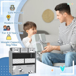 Zonekiz Kids Storage Unit With 6 Boxes, Toy Storage Organiser, Grey - thumbnail 7