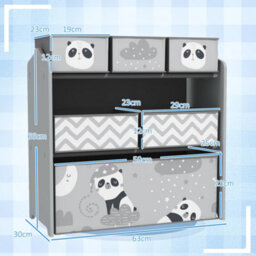 Zonekiz Kids Storage Unit With 6 Boxes, Toy Storage Organiser, Grey - thumbnail 3