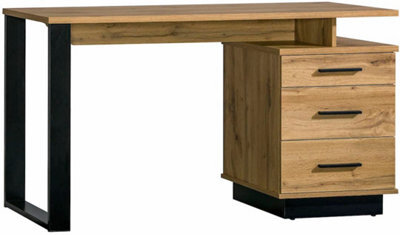 Arte Lamelo La8 Computer Desk - Sleek Efficiency In Oak Wotan & Black Matt, H750mm W1350mm D560mm - image 1