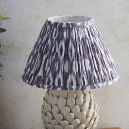 Luminosa Lighting Luminosa Layered Leaf Ivory Crackle Glaze Table Lamp With Pearl Grey Fabric Ikat Shade 30Cm B22 - thumbnail 4