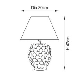 Luminosa Lighting Luminosa Layered Leaf Ivory Crackle Glaze Table Lamp With Pearl Grey Fabric Ikat Shade 30Cm B22 - thumbnail 8