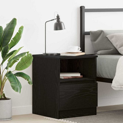 Berkfield Black Oak Nightstand 15.7X15.7X19.7 Inches Made Of Engineered Wood - image 1