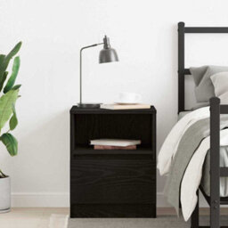 Berkfield Black Oak Nightstand 15.7X15.7X19.7 Inches Made Of Engineered Wood - thumbnail 4