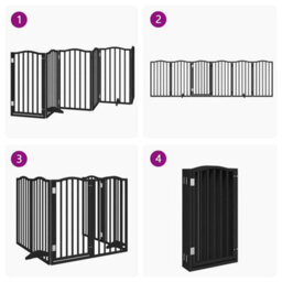Walplus Black Dog Gate With Door Foldable 6 Panels 300 Cm Poplar Wood - thumbnail 7