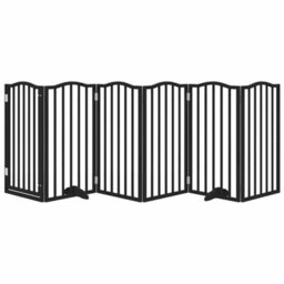 Walplus Black Dog Gate With Door Foldable 6 Panels 300 Cm Poplar Wood - thumbnail 3