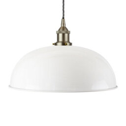 White Worcester Painted Dome Pendant Light With Brushed Chrome Lamp Holder And Grey Twisted Cable - Se Home - thumbnail 1