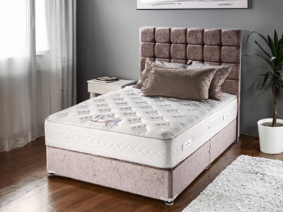Divan Base Direct Sophia Briar-Rose Pandora 3000 Pocket Sprung Memory Foam Bed Set 2Ft6 Small Single 2 Drawers Side - Plush Velvet Pink - image 1