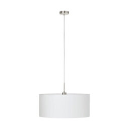 Elegant Satin Nickel Pendant Ceiling Light With White Fabric Shade And E27 Bulb - thumbnail 1