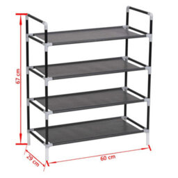 Berkfield Durable Shoe Rack With 4 Shelves Metal And Non-Woven Fabric Black - thumbnail 6