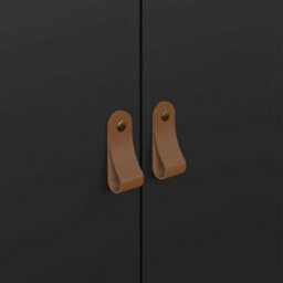 Wyld Haus Wildberry Matt Black 2-Door Wooden Wardrobe With Leather Handles - thumbnail 8