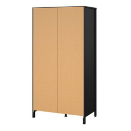 Wyld Haus Wildberry Matt Black 2-Door Wooden Wardrobe With Leather Handles - thumbnail 6