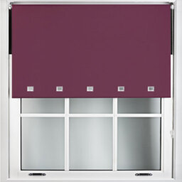 Furnished Blackout Roller Blinds With Square Eyelets And Metal Fittings- Aubergine Trimmable (W)90Cm (L)165Cm - thumbnail 1