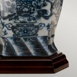 Luminosa Lighting Elstead Blue Hex Chinese Porcelain Table Lamp Floral Patern - thumbnail 4