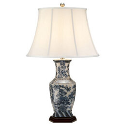 Luminosa Lighting Elstead Blue Hex Chinese Porcelain Table Lamp Floral Patern - thumbnail 1