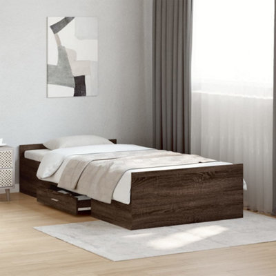 Berkfield Bed Frame With Drawers Without Mattress Brown Oak 75X190 Cm Small Single - image 1