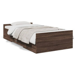 Berkfield Bed Frame With Drawers Without Mattress Brown Oak 75X190 Cm Small Single - thumbnail 2