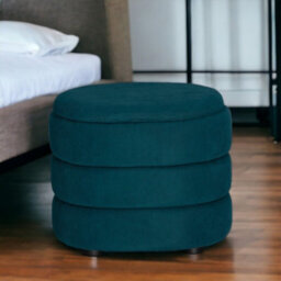 Urbn-Living Urbnliving Height 38Cm Soft Velvet Oval Teal Blue Ottoman Storage Pouffe Footstool Dressing Vanity Chair