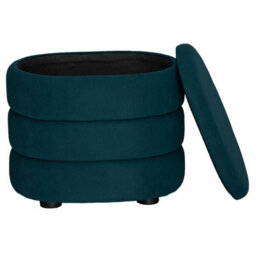 Urbn-Living Urbnliving Height 38Cm Soft Velvet Oval Teal Blue Ottoman Storage Pouffe Footstool Dressing Vanity Chair - thumbnail 3