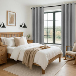 Ameha Plain Thermal Thick Insulated Curtain Light Grey Blackout Eyelet Curtain For Living Room 90''x72''  Pair With Tie Backs - thumbnail 7