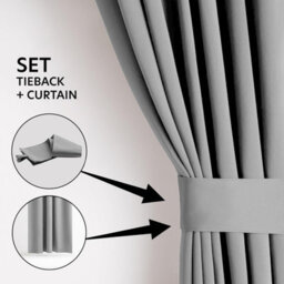 Ameha Plain Thermal Thick Insulated Curtain Light Grey Blackout Eyelet Curtain For Living Room 90''x72''  Pair With Tie Backs - thumbnail 5