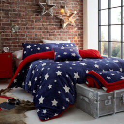 Smart Living Teddy Bear Fluffy Bedding Set, Thermal Warm & Cosy Super Soft Fleece Duvet Cover Set With Pillowcases - Navy