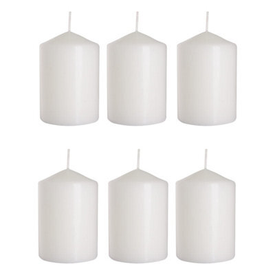 "SolaDirect Set Of 6 Pillar Candles, Votive Candles, Decorative Household Candles - Up To 66 Hours - 15 X 7 Cm / 6 X 2.75"" (White, Matt)" - image 1